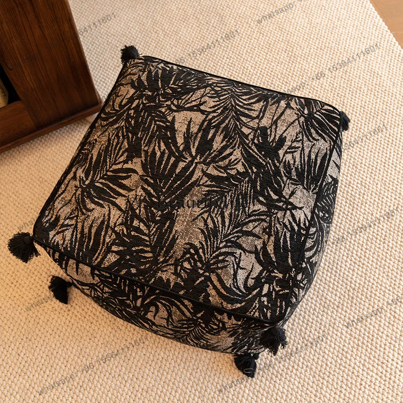 Factory Direct Simple Fabric Futon Seat Pier Living Room Carpet Seat Bag Ink Embroidery Lazy Footstool