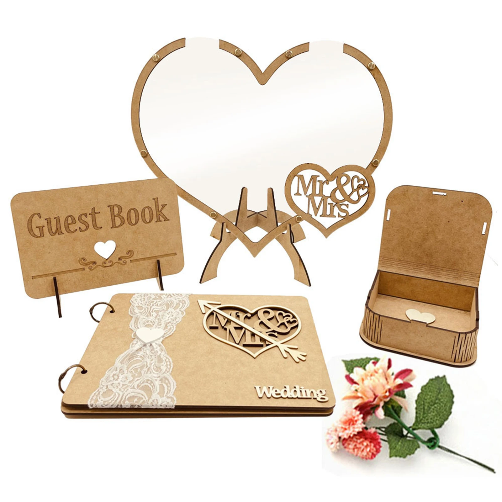 Wedding Guest Book Alternative Wooden Drop Top Frame With Signs Wedding Guestbook With 100 Hearts For Guests Message