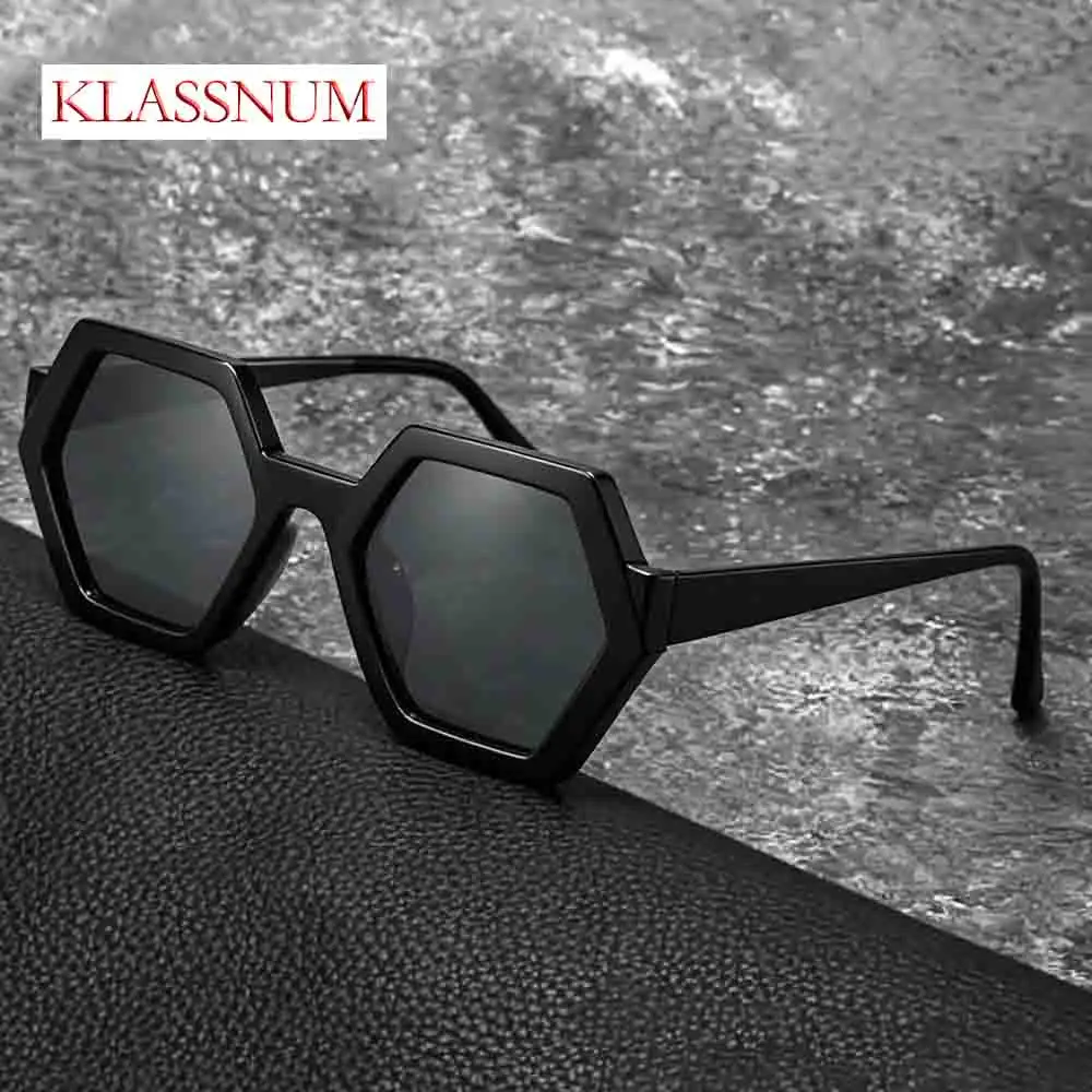 KLASSNUM Fashion hexagon Frame Design Sunglasses for Women Men Full Frame Luxury Brand Female Ladies Eyewear UV400 Glasses