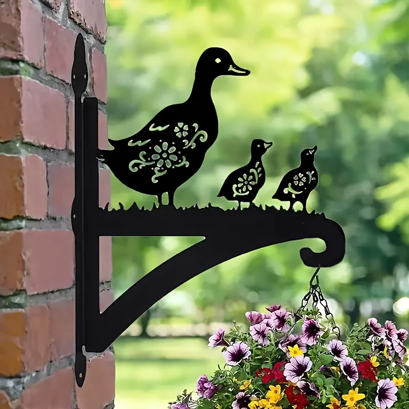 1 Elegant Design - Metal 2D Duck-Shaped Wall Plant Hanger |   Suitable for Flower Pots, Lighting Fixtures, Bird Feeders, Wind Chimes, Decorative Stands, Home and Garden Decor, Rustic Charm, Handcrafted Details, Durable Construction.