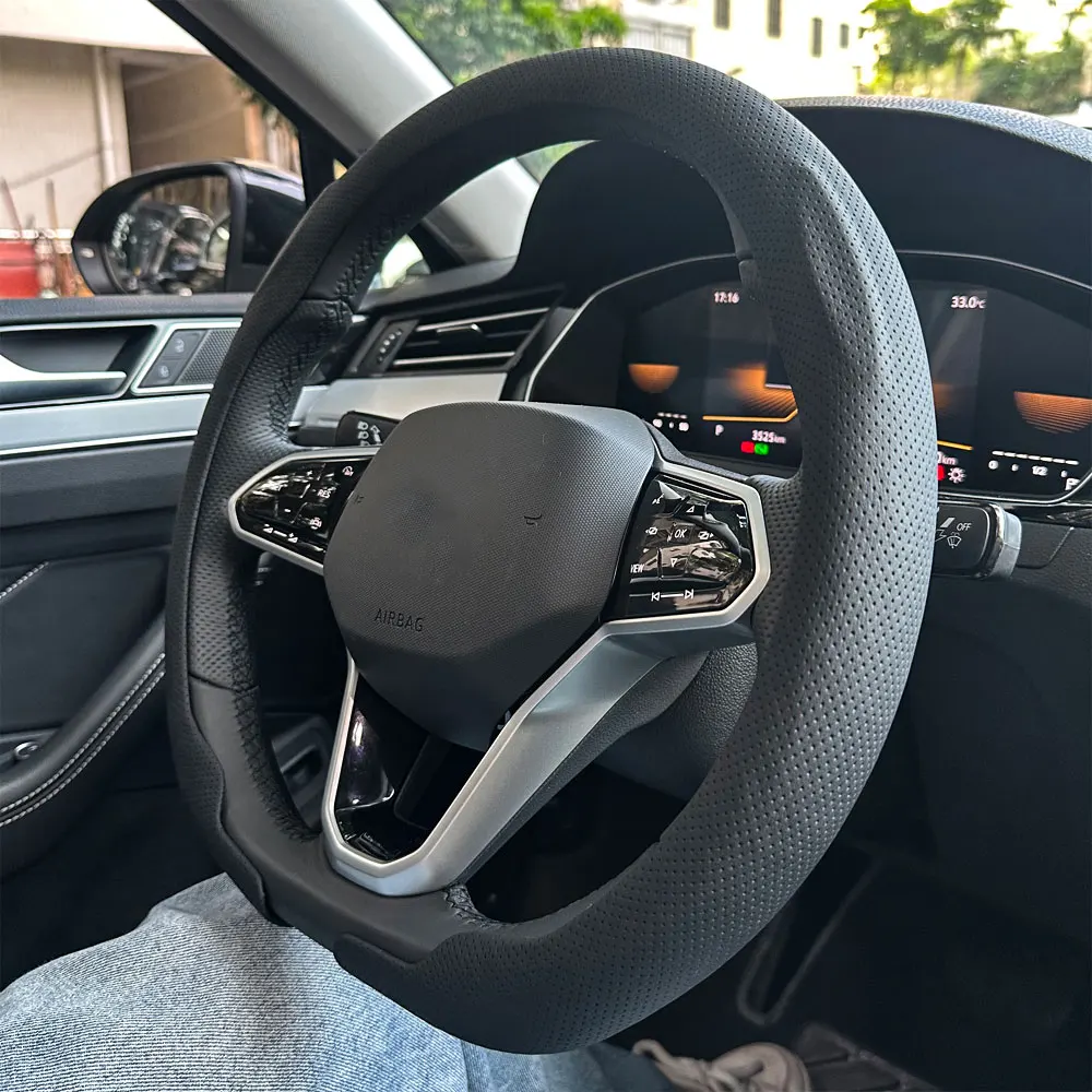 حجم التوجيه 36-38 سنتيمتر العالمي عدم الانزلاق جولة تنفس الجلود عجلة توجيه سيارة غطاء حامي مناسبة اكسسوارات السيارات