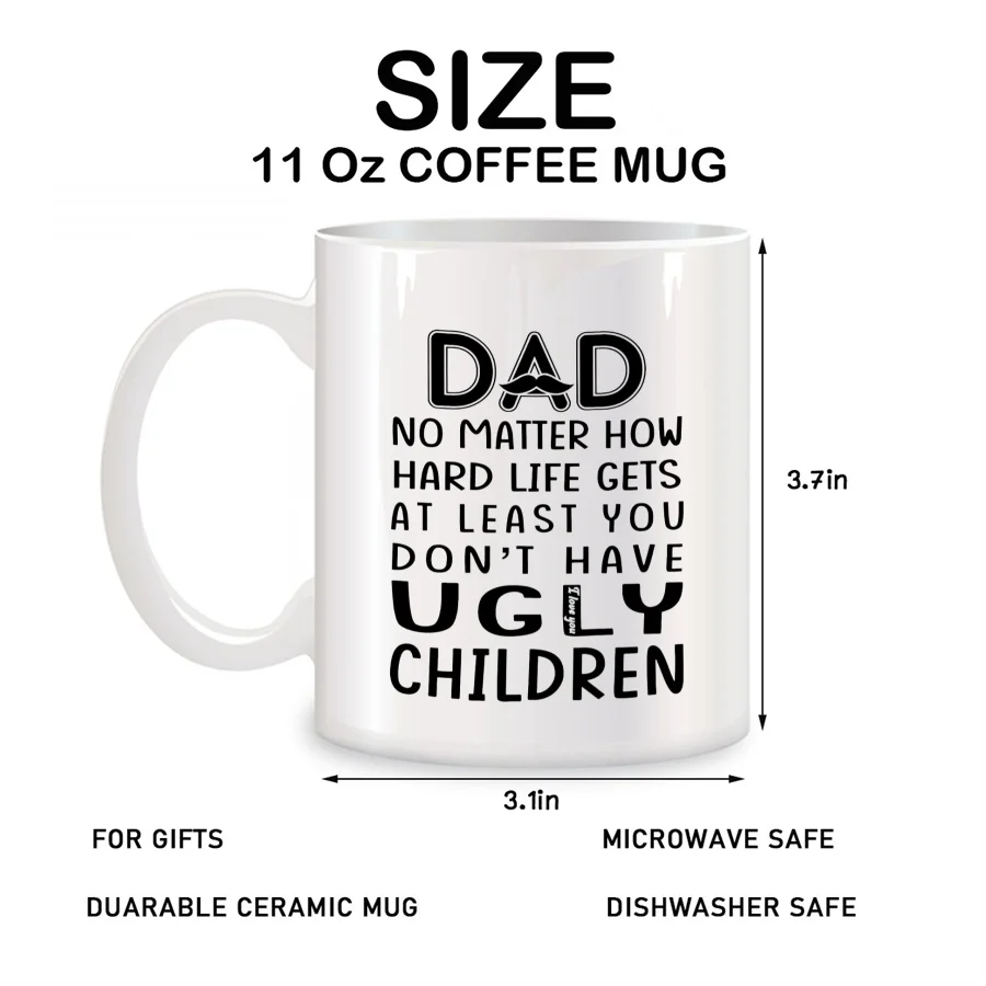 Dad Mugs For Dad, Father, Daddy, Papa, Grandpa, Uncle, Brother Birthday Gifts Novelty Coffee Ceramic Tea Cups White 11 oz