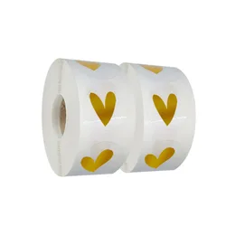 100-500pcs 1inch Golden Heart Sticker for Product Lovely Gift Sealing Decoration Supply Transparent Waterproof Packing Label