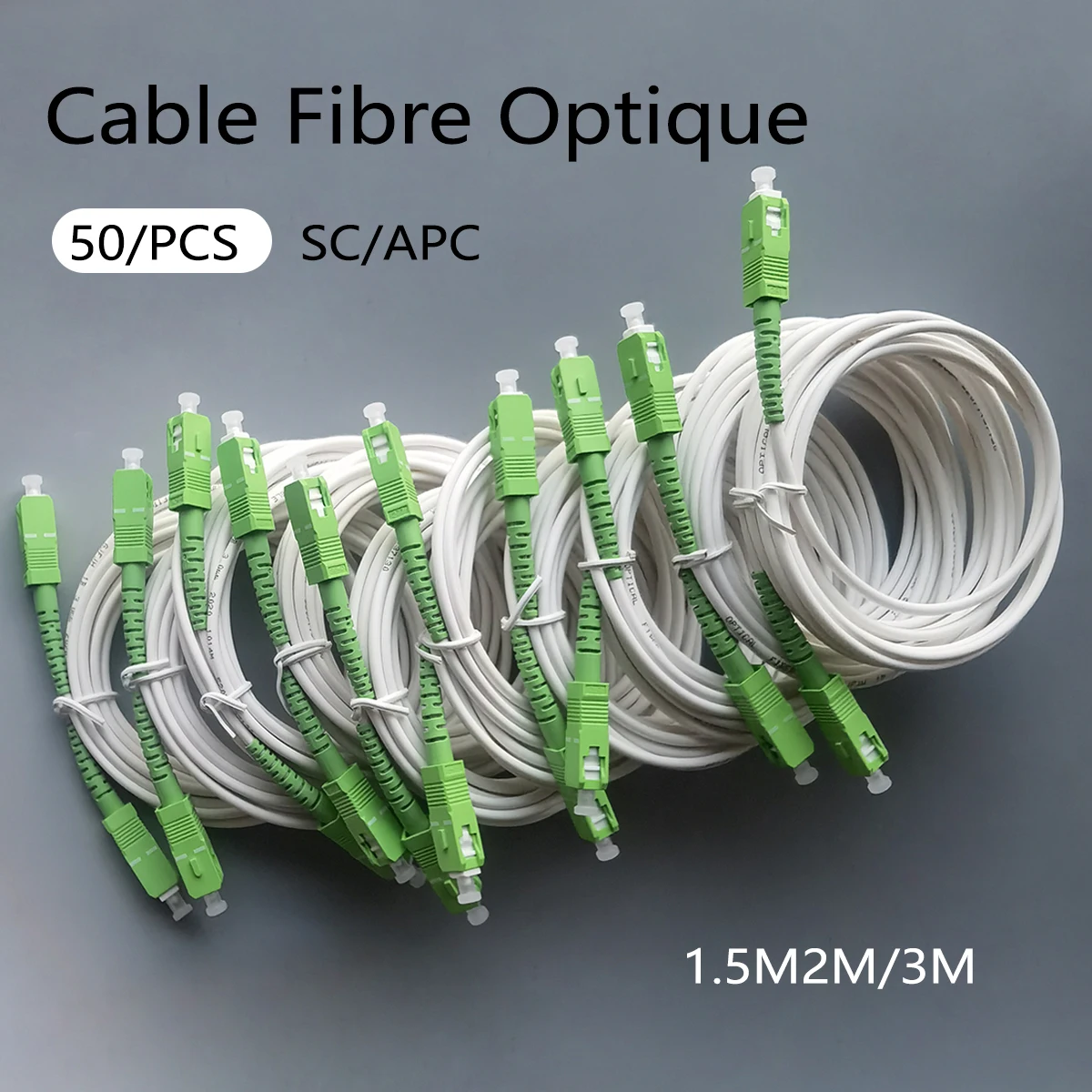 

50/PCS Cable Fibra Optica SC/APC-SC/APC single Mode Optical Fiber Patch Cord FTTH 1.5/2/3M Indoor Patch Cord Special Promotion