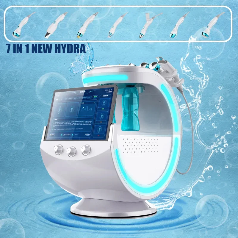 Intelligent Ice Blue Facial Skin Analysis Machine Ultrasonic Rejuvenation High Pressure Oxygen Facial Grinder for Beauty Care
