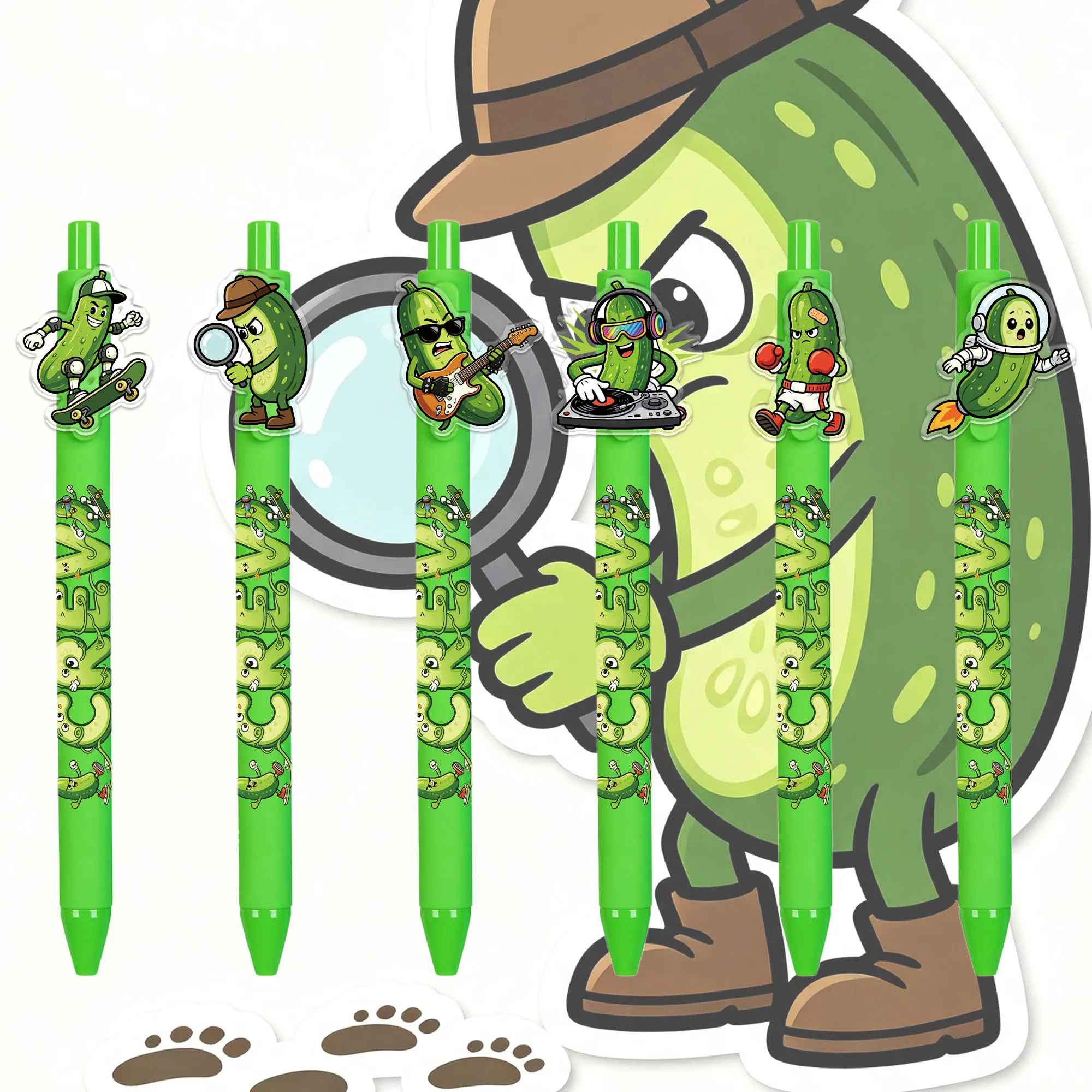 6Pcs/12Pcs Cucumber Ballpoint Pens Smooth Writing Pens for Exams Gift Office Stationery Gift Pens Random Patterns