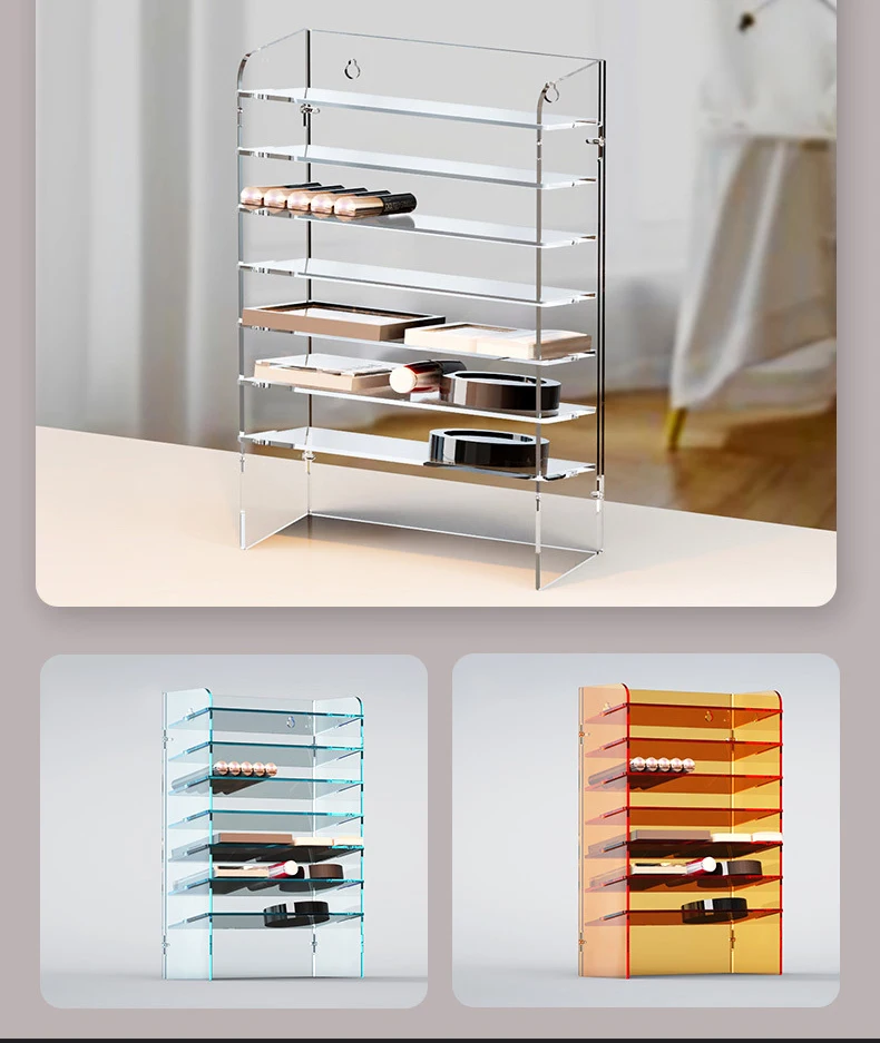 5/8/11Layer Acrylic Makeup Storage Rack Bathroom Organizer Display Shelf  for Lipstick Nail Polish Eyebrow Pencil Eyeshadow Tray