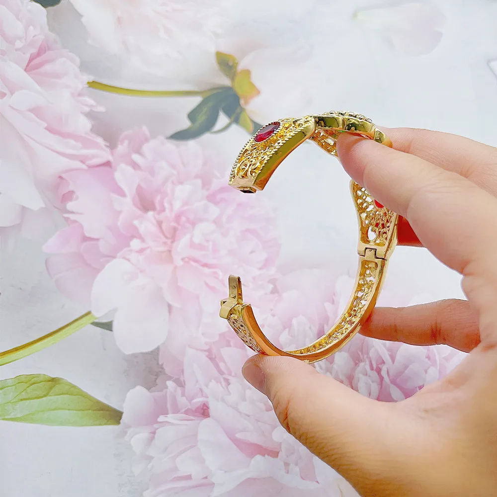 Flower Cuff Bracelet for Morocco Ethnic Women Arabic Wedding Jewelry Bride Gift Handmade Clothing Accessories