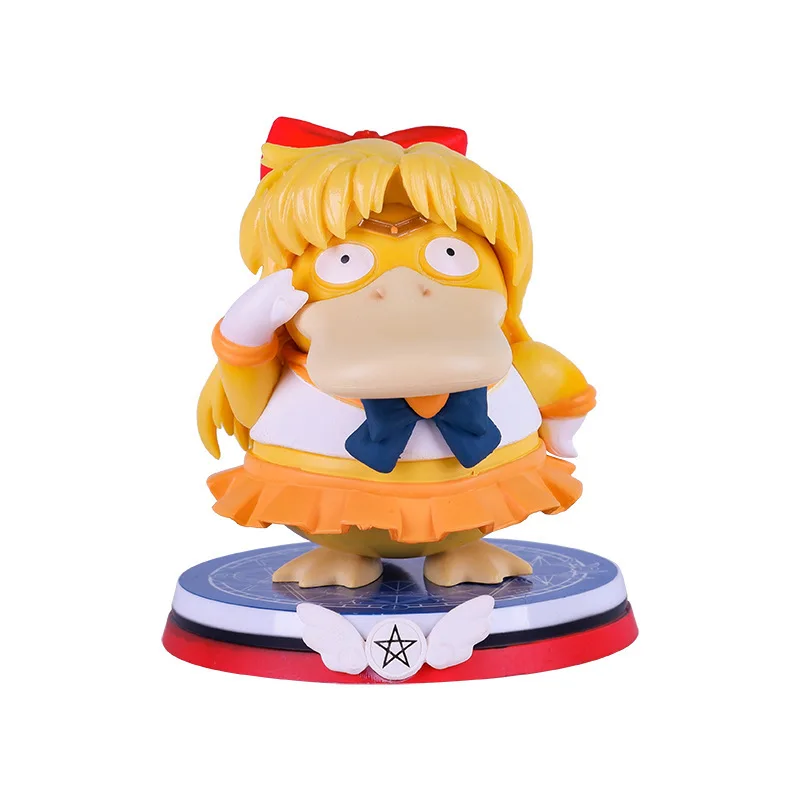 Pokémon Anime Action Figure, Psyduck Cos, Sailor Moon, Sailor Mercury, Kawaii Desenhos Animados Figurine, Modelo de PVC Brinquedo para o Miúdo, Presente, 13cm