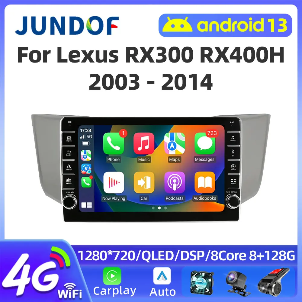 

4G Android 13 Radio For Lexus RX300 RX330 RX350 RX400H 2003-2014 Car stereo Multimedia Player Carplay Auto GPS navigation