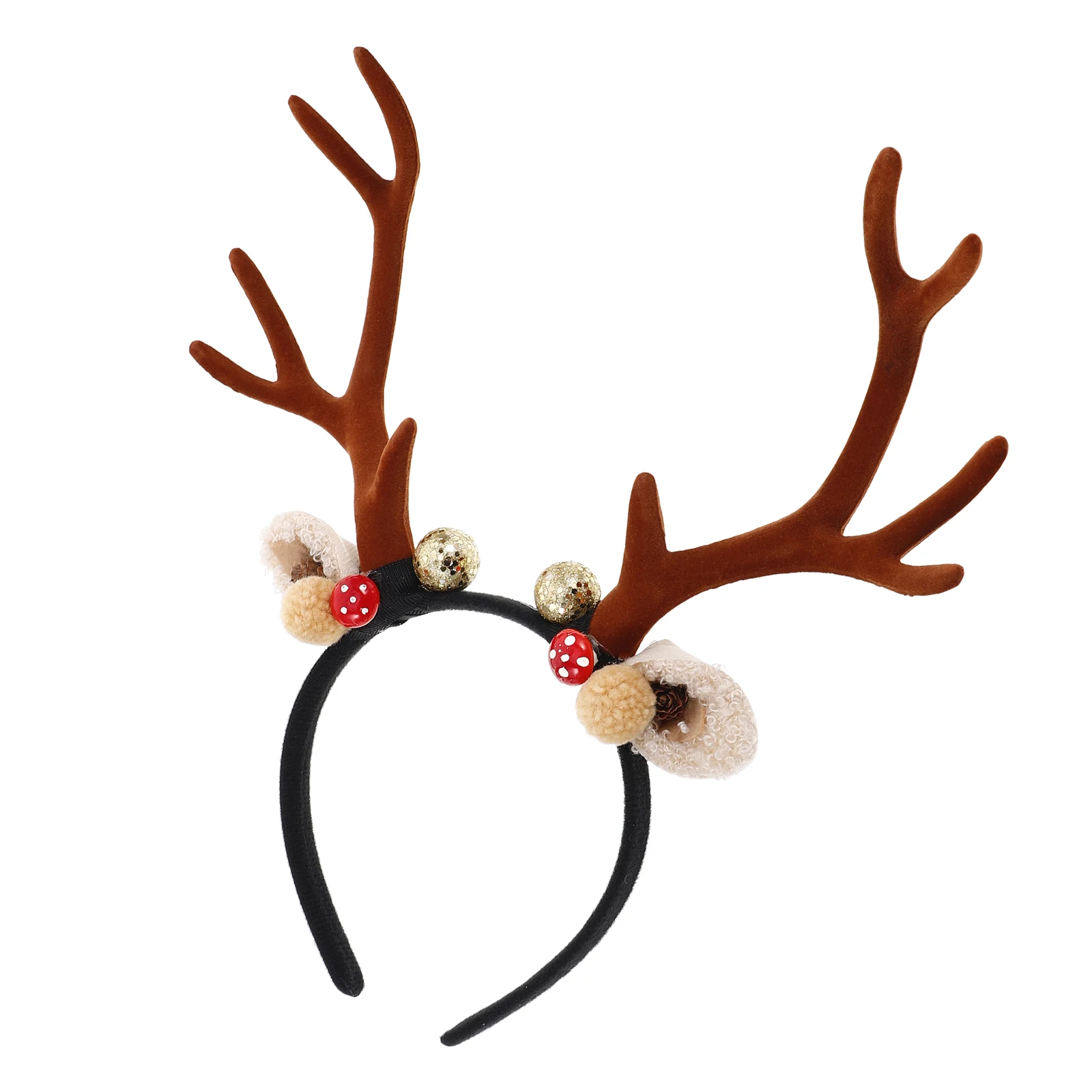 

Reindeer Antlers Headband Xmas Pine Cone Charms Deer Animal Headpiece Holiday Christmas Party Costume Hair Band Adult