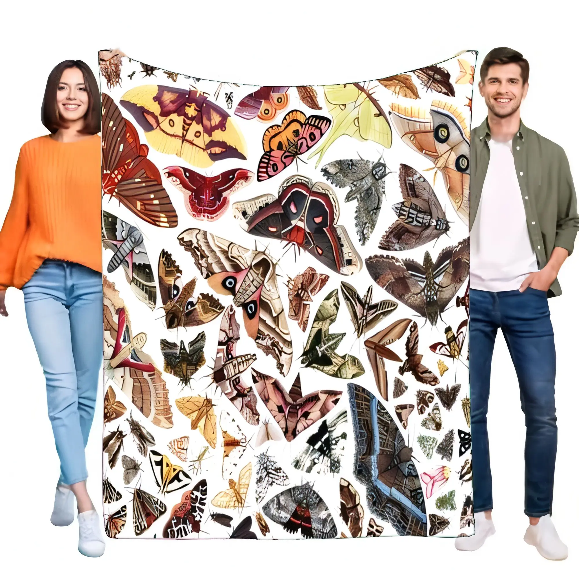 Decke mit Vintage-Schmetterlingsdruck, weich, gemütlich, dekoratives Sofa-Accessoire für Zuhause, ideales Geschenk für Naturliebhaber