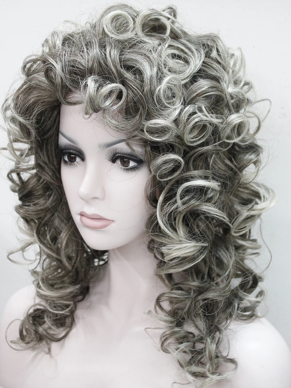 StrongBeauty Medium-Long Style Curly Capless Wig Brown with Blonde Highlights Synthetic Hair Wigs for Women COLOUR CHOICES