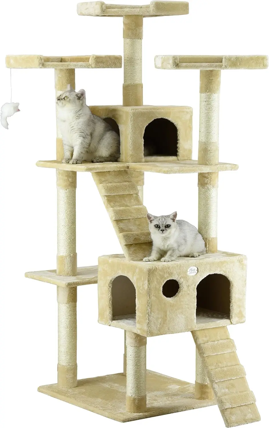 Tour dans les arbres avec condos, grande tour pour chats d'intérieur, jeu à gratter, activité d'escalade cachée, 72 po