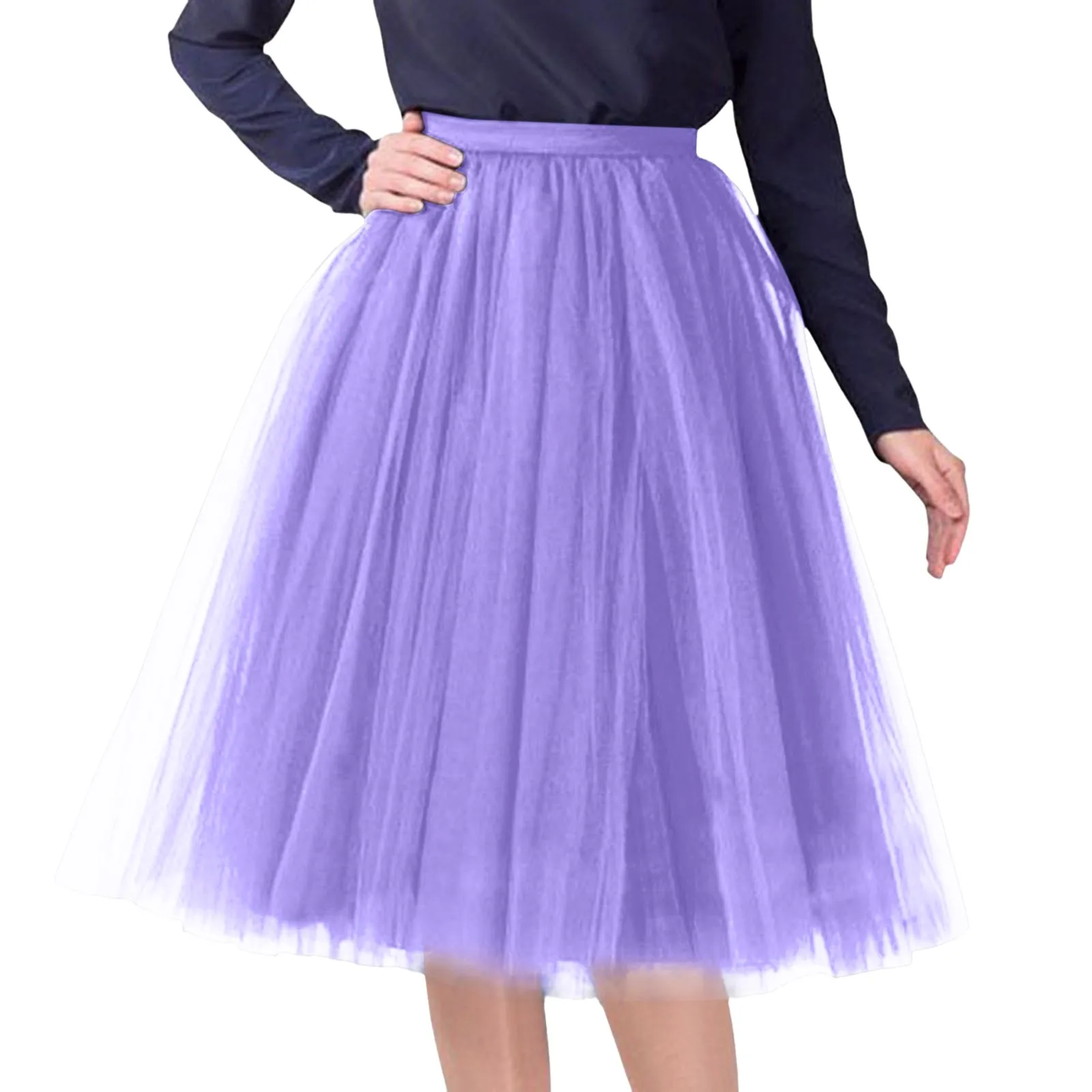 New Women Mesh Elastic Tutu Skirt Beach Spring Summer High Waist Fashion Pleated Dancing Long Skirt Tulle Skirts