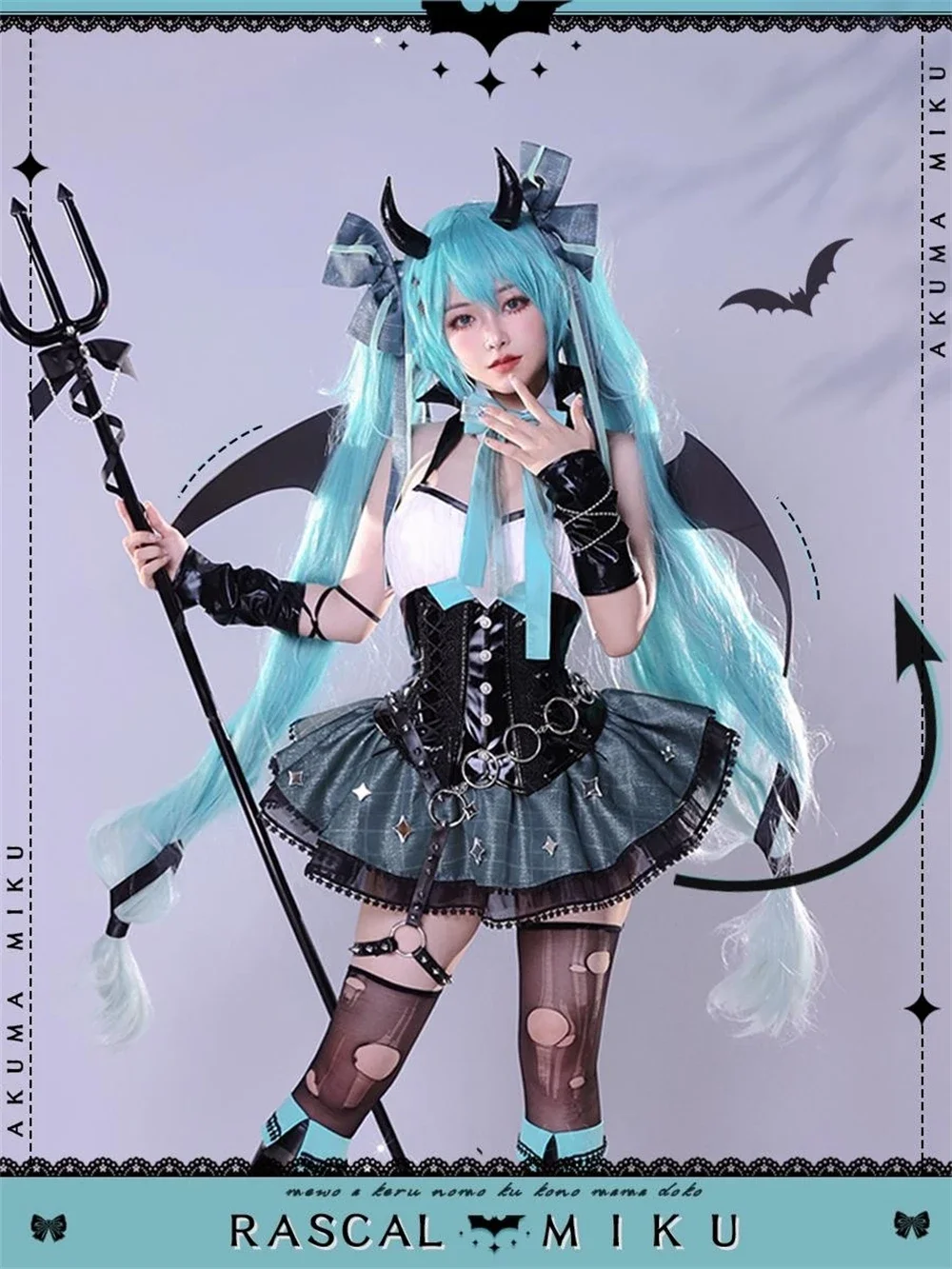 Anime Miku Little Demon Raccoon Cosplay Costume Woman Halloween MIKU Devil Cute Cosplay Dress