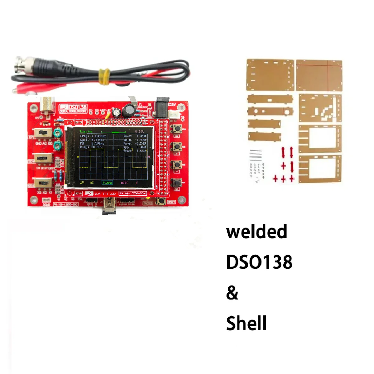 DSO138 Fully Assembled Digital Oscilloscope 2.4 inch TFT LCD Display Probe Test Clip Acrylic Case Oscilloscope DIY KIT