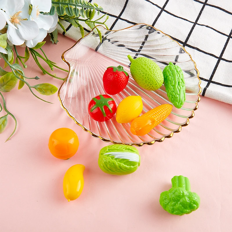 

10Pcs Mini Simulation Fruit & Vegetables Toys Kids Pretend Play Dollhouse Kitchen Accessories