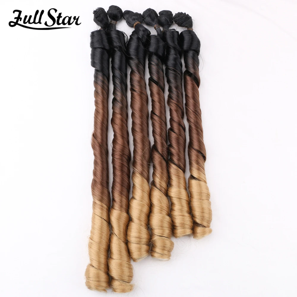 Long Wave Synthetic Hair Large Curl Double Layer Hair Weft Curtain Black Ombre Brown Suitable for Women Hair Extensions C14 view 2