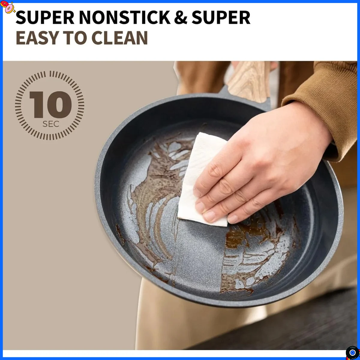 Cast Aluminum Frying Pan Set 14-Piece, Ceramic Coated Nonstick with Lids for Cooking