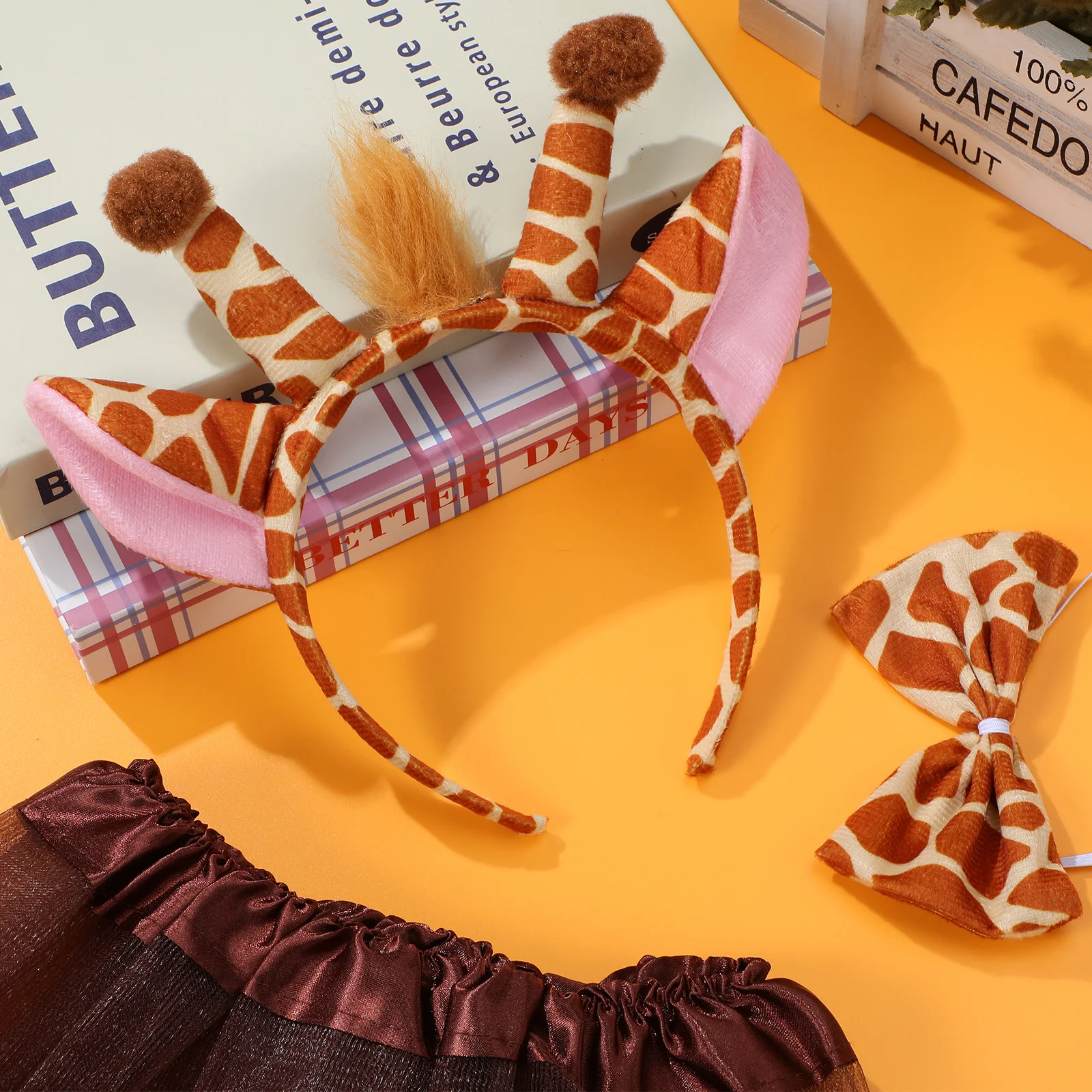 

1Set Animal Costume Set Giraffe Theme Includes Tutu Skirt Ear Headband Bow Tie Tail for Dress Up Activities