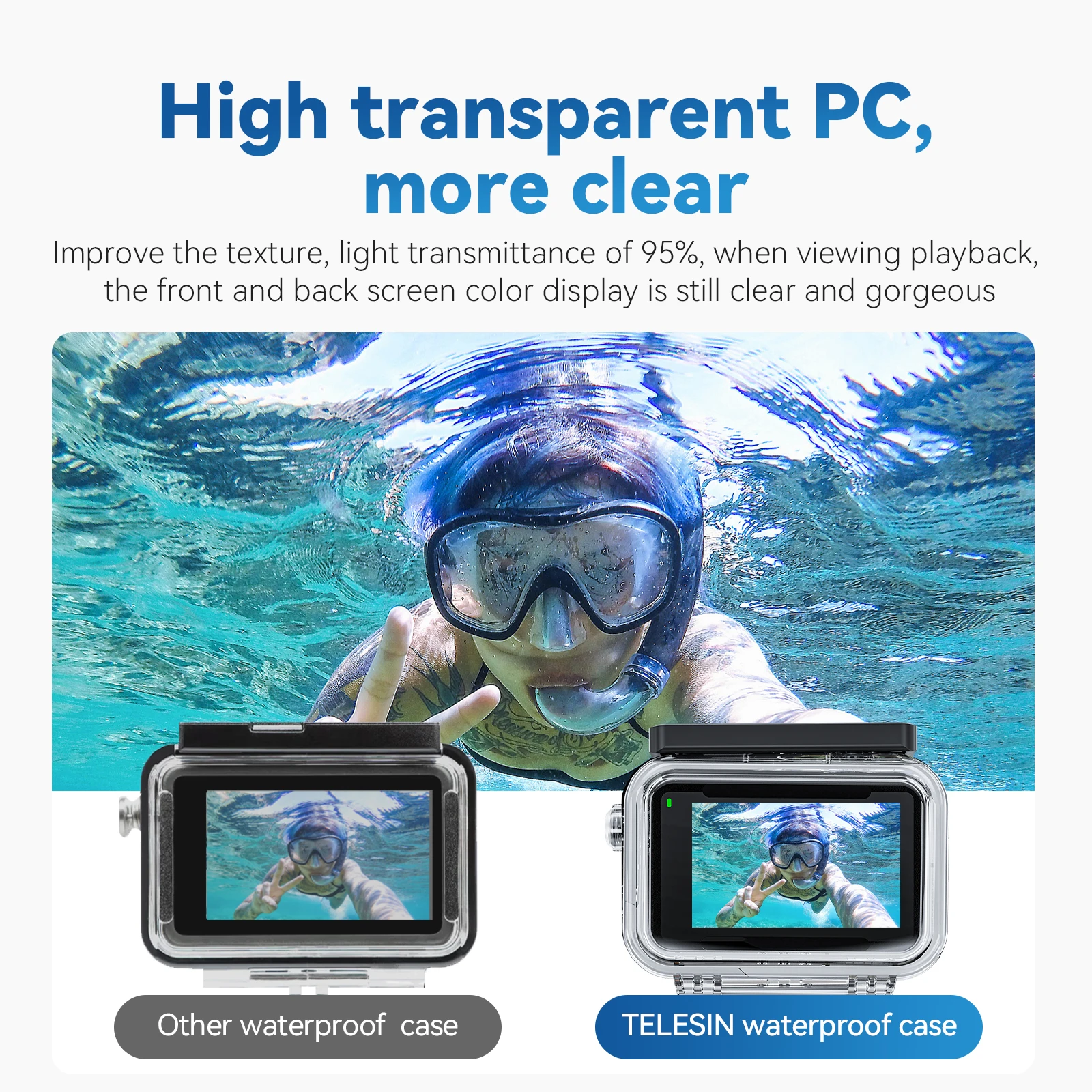 TELESIN 45M Waterproof Case For DJI Action 3 4 5pro Underwater Diving Housing Cover For DJI OSMO Action 3 4 5pro Accessories