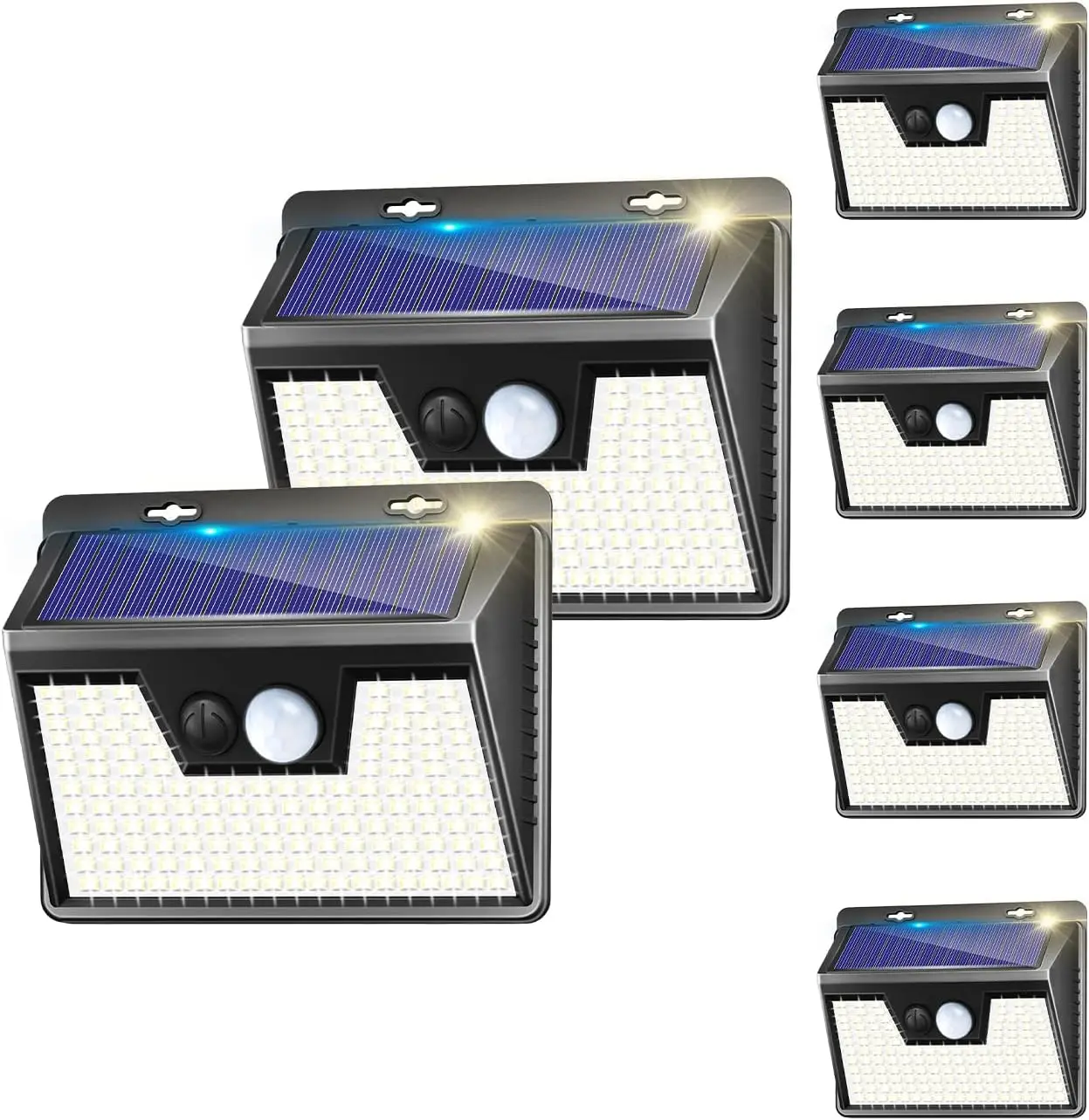 Pacote com 6 luzes solares externas, 140LED, 3 modos, sensor de movimento, à prova d'água IP65
