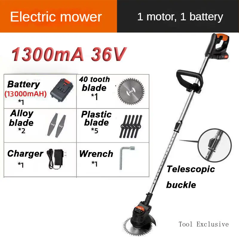 

36V Electric Lawn Mower 1/2 Li-ion Battery Lawn Mower Cordless Charging Lawn Mower Powerful Cutter Weeder Grass Trimmer