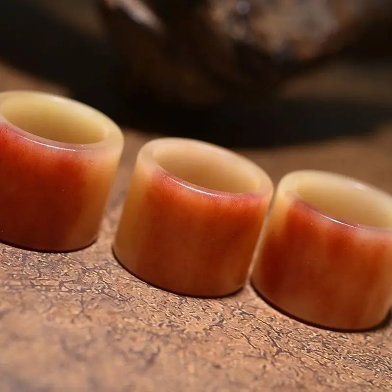 Camel , natural authentic bone with bloodstone carving, men's thumb ring view 5