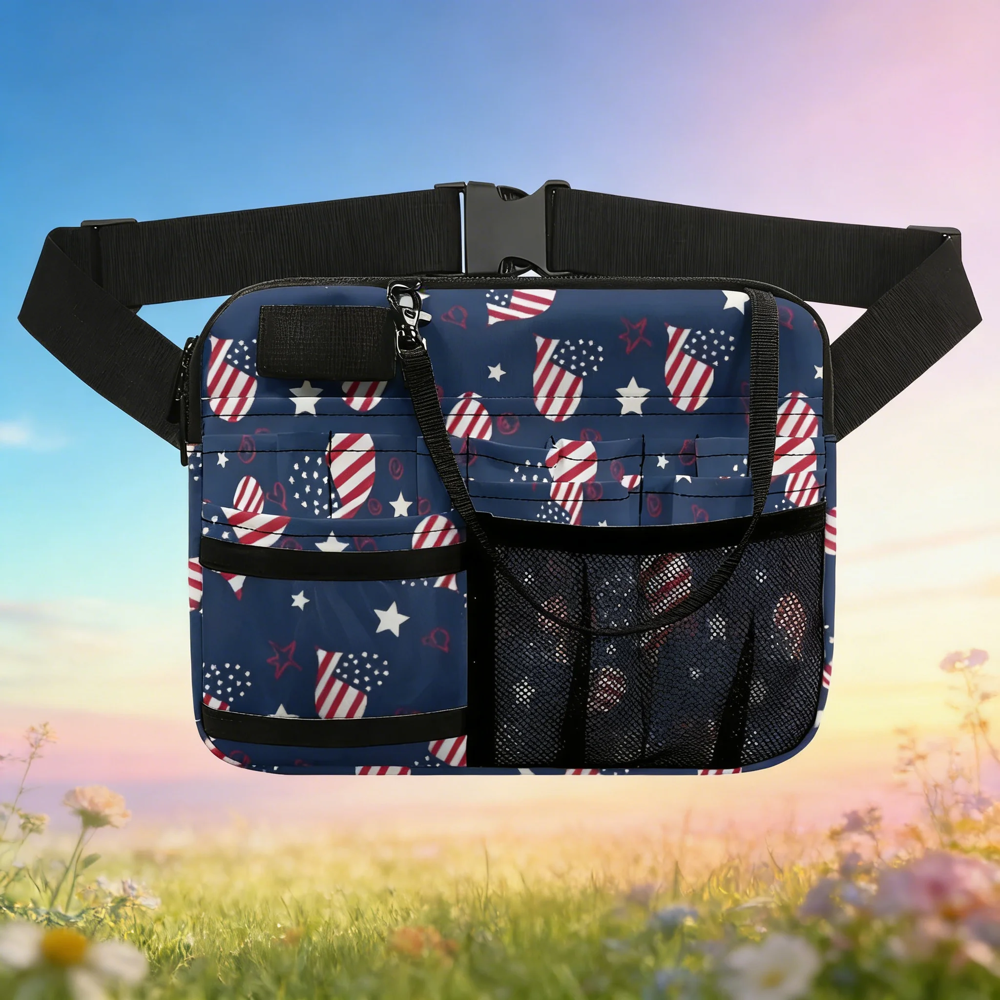 cartoon-nurse-pattern-fanny-pack-multi-compartment-belt-with-pen-holders-adjustable-waist-bag-for-nurses