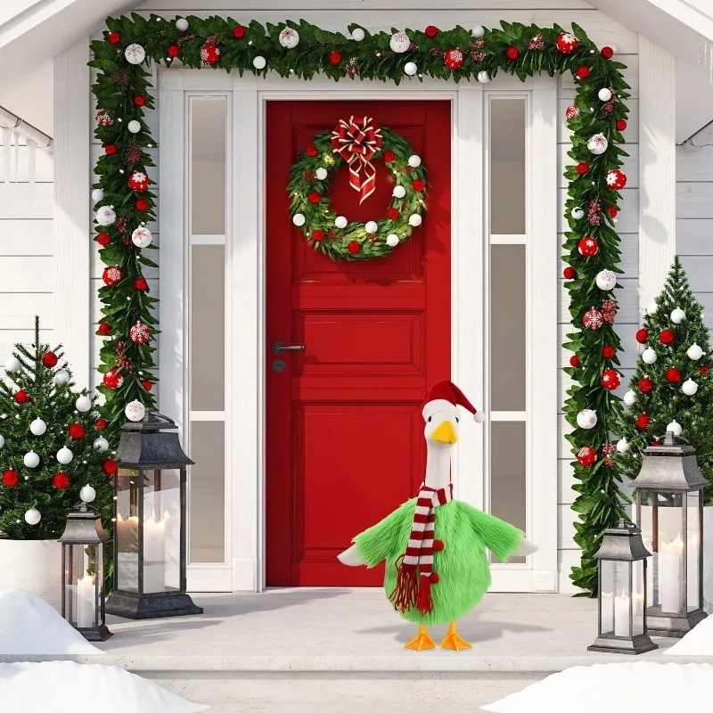 Divertida traje de ganso verde, disfraz de ganso de Navidad para porche de 23 pulgadas de alto, ganso para patio, césped, jardín al aire libre, decoración navideña, Cosplay