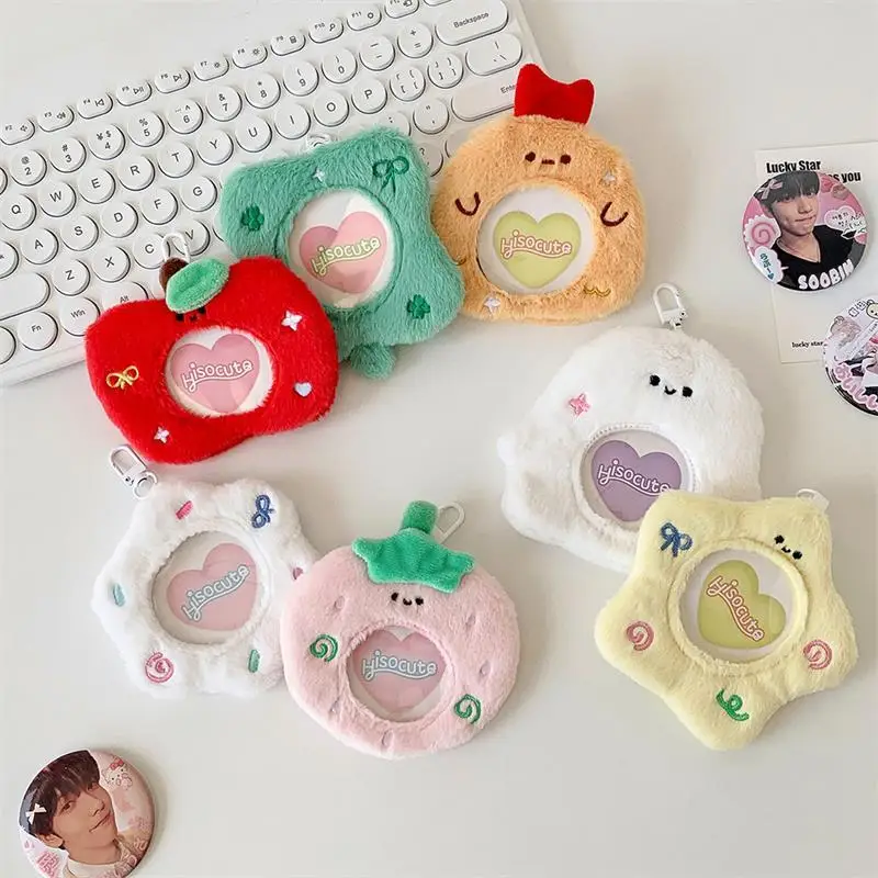 Cute Plush Card Holder Photocard Holder Idol Photo Display Anime Badge Storage Protective Cover Keychain Bag Pendant Keyring