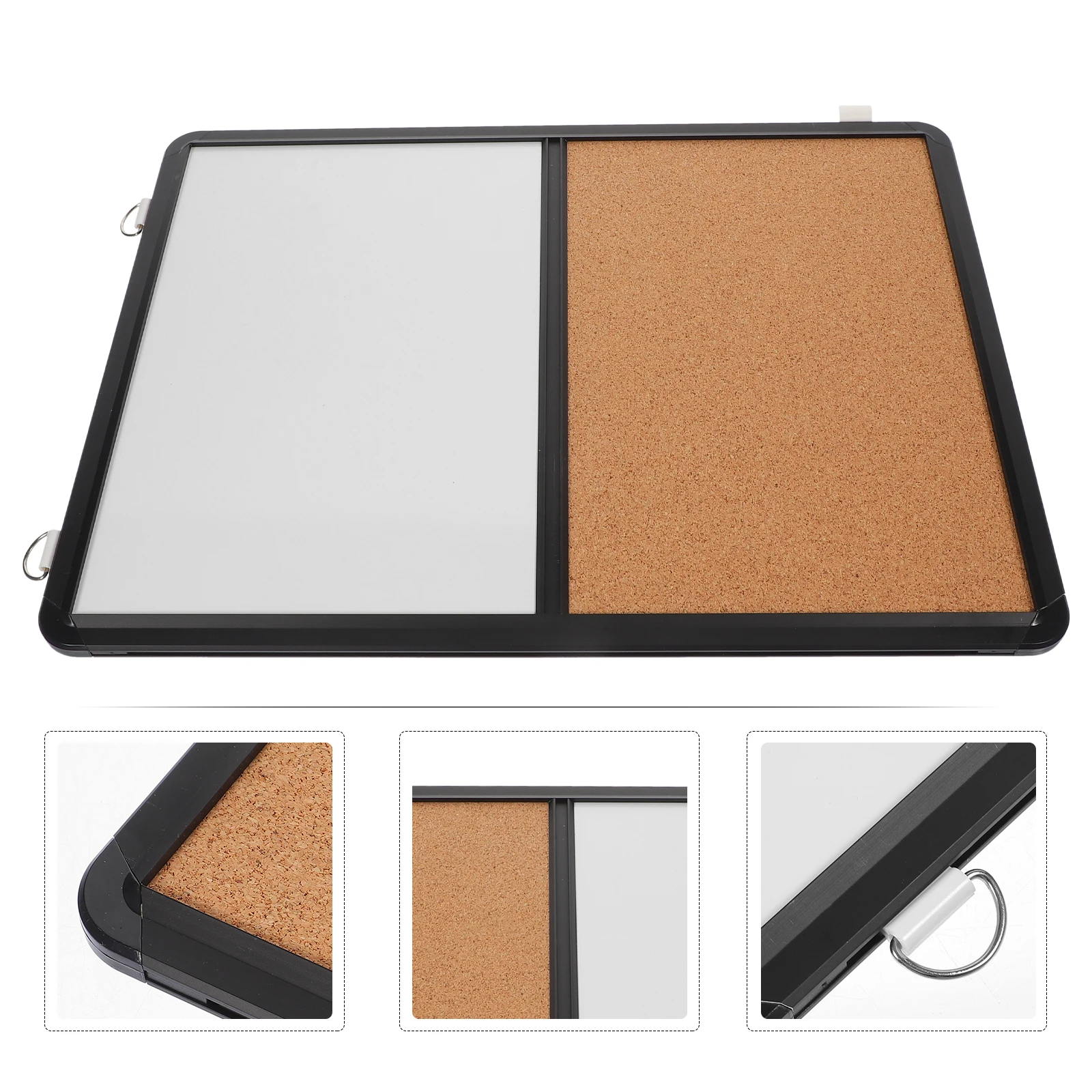 

1pc Dual-Surface Cork Whiteboard For Office Decorative Bulletin Boards Black Frame Wall Mounted Notice Message Board