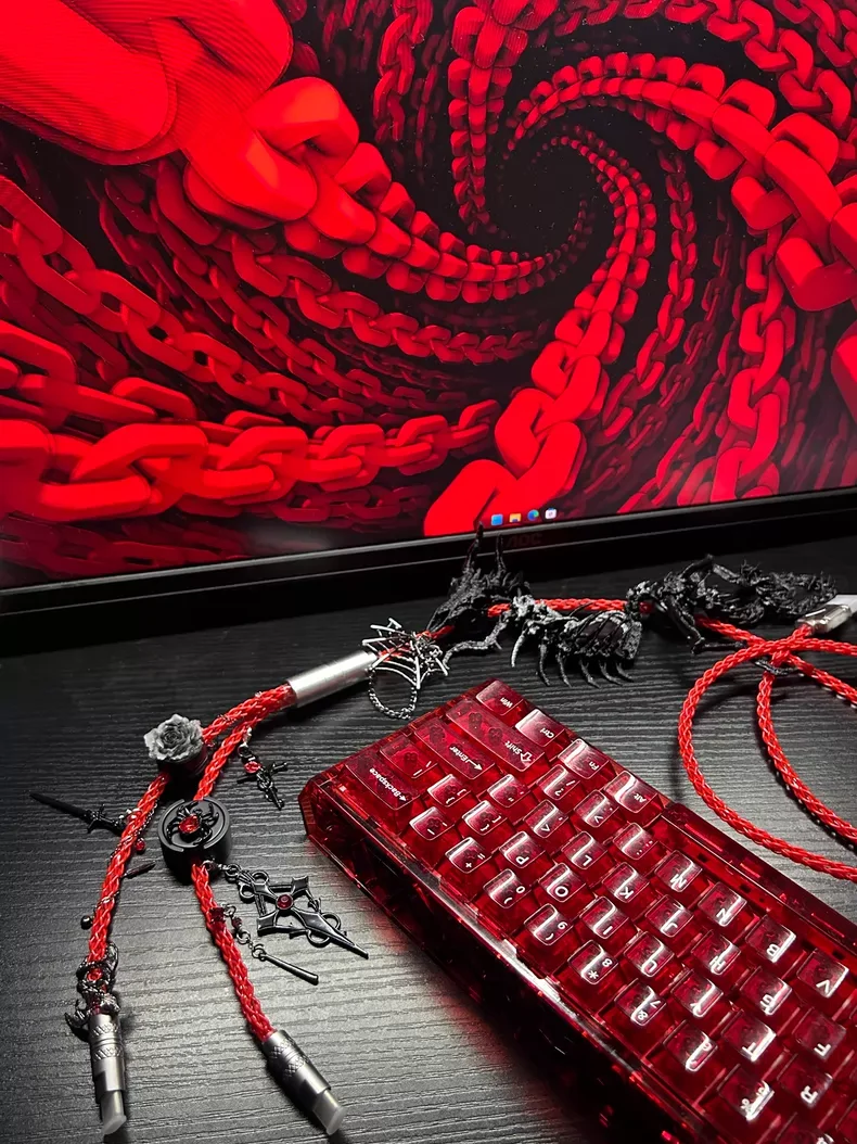 Custom 8k Rgb Aviator Cable Dark Series 2-in-1 Type-c 1.3m Magnetic Mechanical Keyboard Cable Desktop Decoration Accessorie