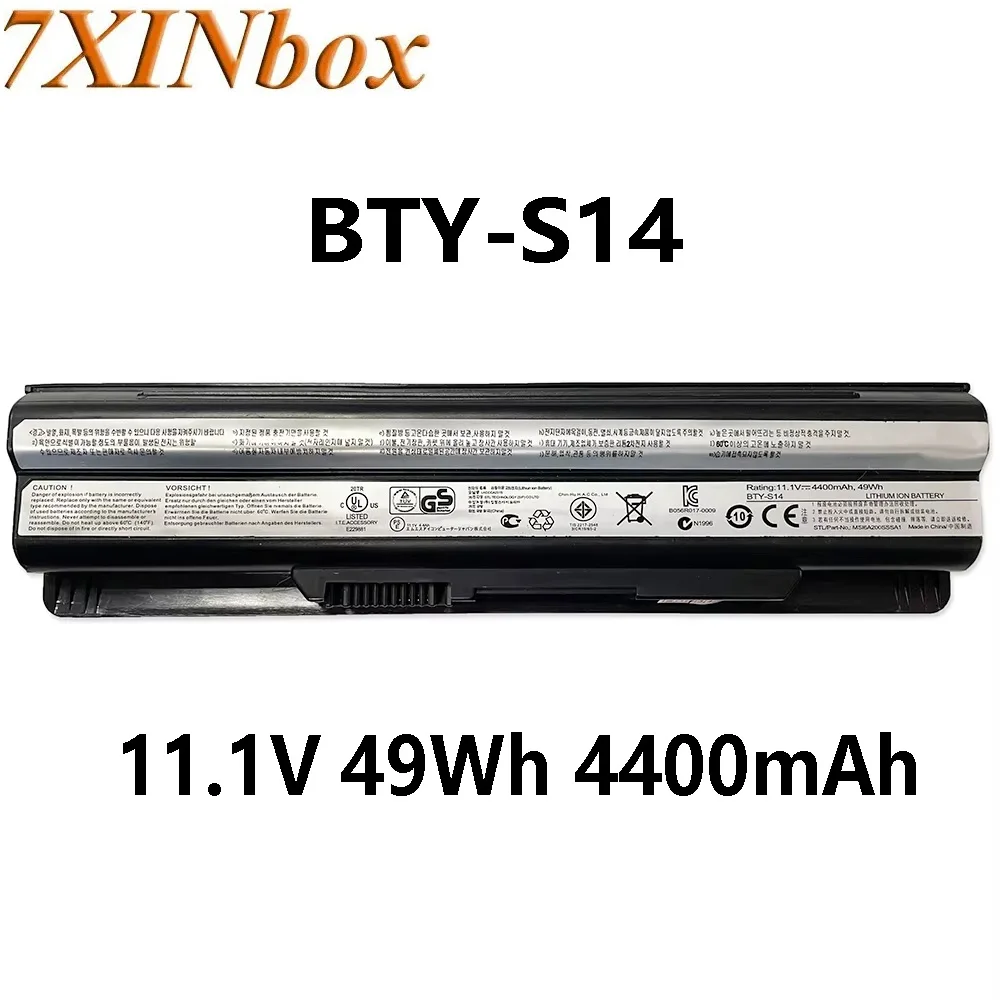 

7XINbox 11.1V 49Wh 4400mAh BTY-S14 BTY-S15 Laptop Battery For MSI GE70 GE60 FX720 GE620 GE620DX GE70 For Medion Akoya Mini E1311