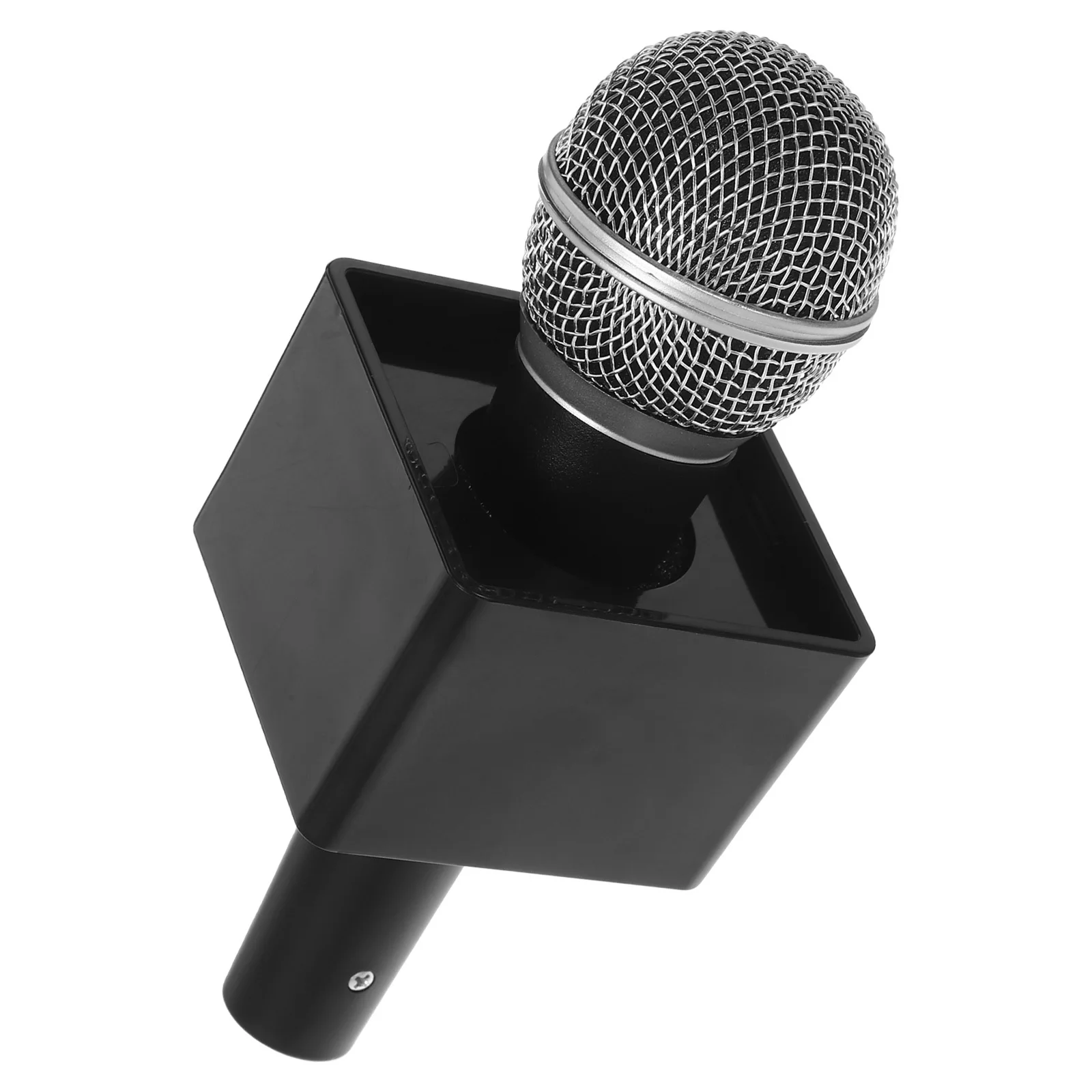 

18cm Simulation Microphone Prop Square Cube Flag Pretend Play Role Play Costume Karaoke Party Performance Fake Interview