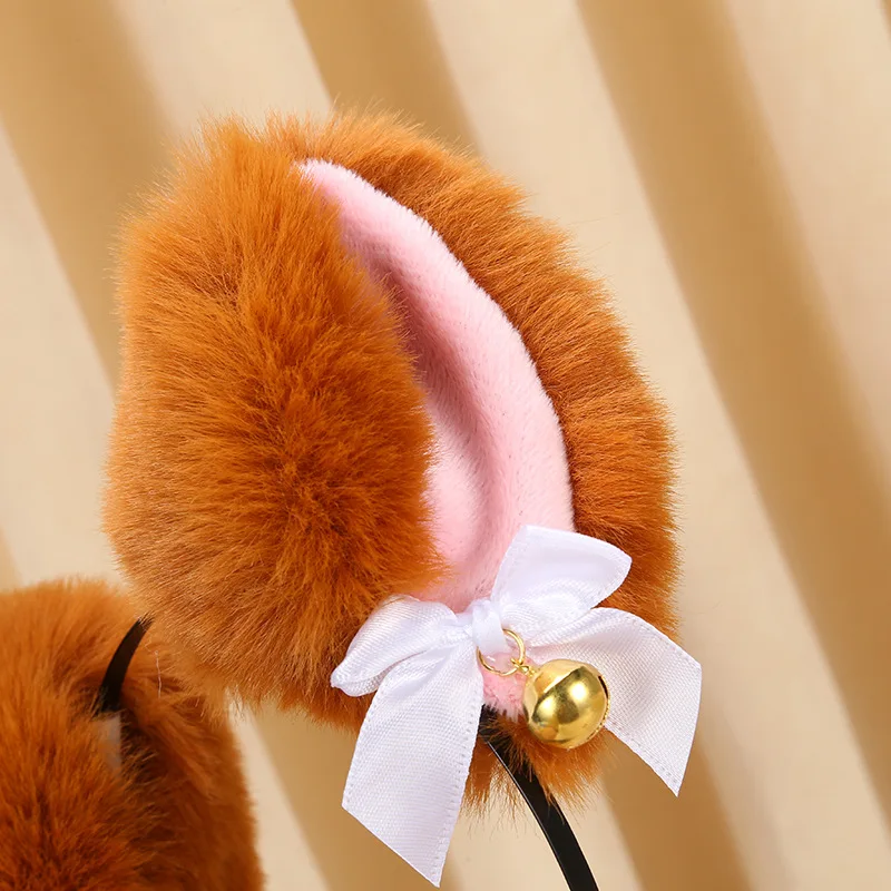 Fox Cat Ears Headband Ribbon Bells or Choker Cosplay Party Headwear Anime Plush Bell Sexy Headband Hair Accessories