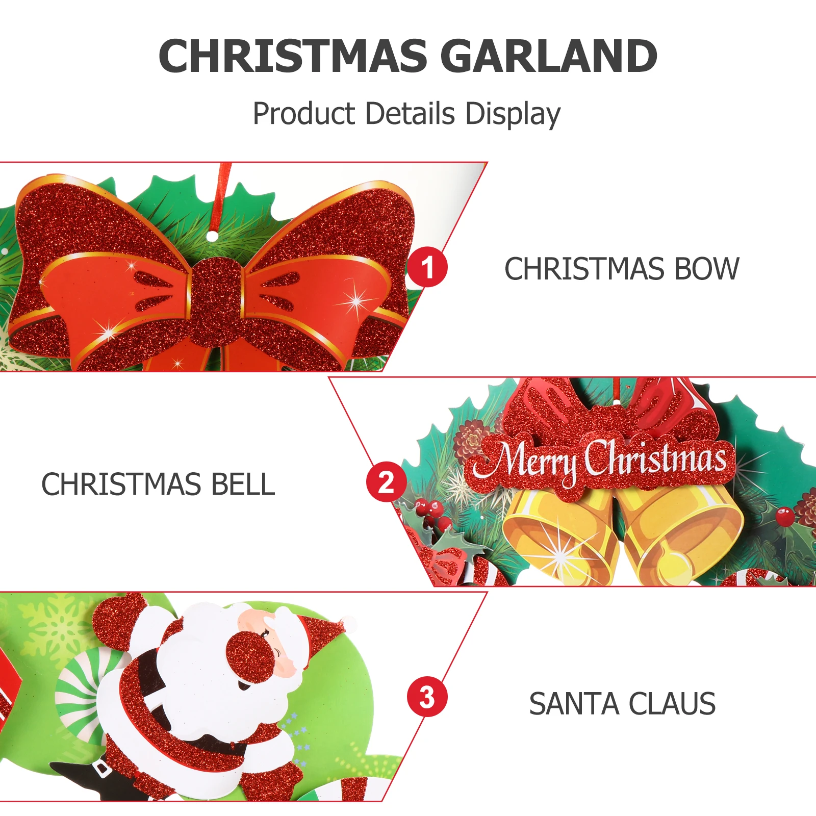 

3Pcs Christmas Wreath Door Hanging Decorations Paper Creative Home nament Holiday Party Festival Supplies