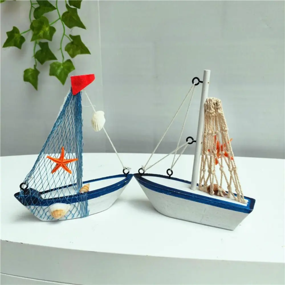 DIY Fishing Boat Garden Nautical Home Decoration Sailboat Ornaments Micro Landscape Sailing Miniature Figurines Sailing Model