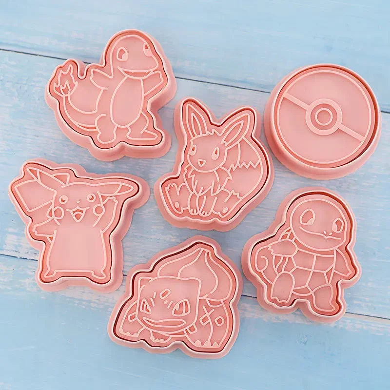 6 Stuks Pokemon Schattige Cartoon Anime Diy Bakgereedschap Glazuur Crackers Pers Mal Pikachu Cookie Model Cake Tooling Kids Speelgoed Geschenken