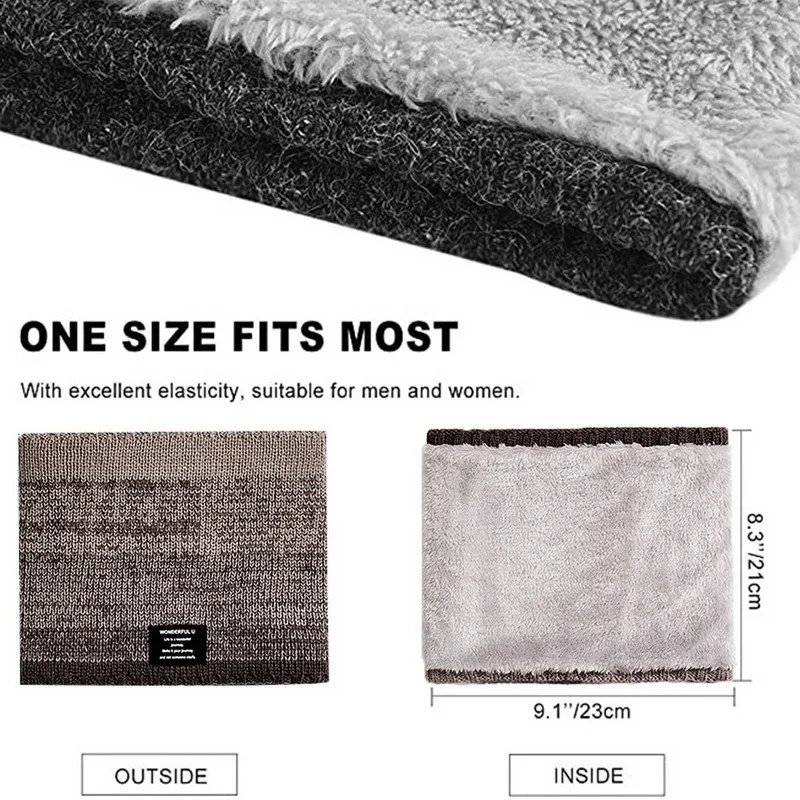 Sciarpa invernale per uomo anello in pile Bandana lavorata a maglia calda sciarpa solida donna scaldacollo spessa Cashmere caldo fazzoletto maschera da sci