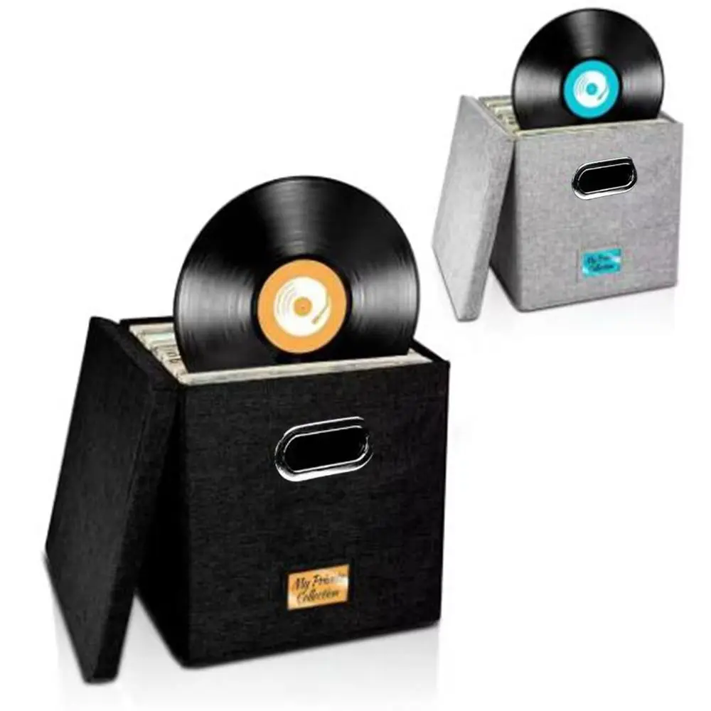 

Cotton Linen Vinyl Record Storage Boxes Large Capacity Foldable LP Record Organizer Decorative Stackable Fabric Storage Boxes