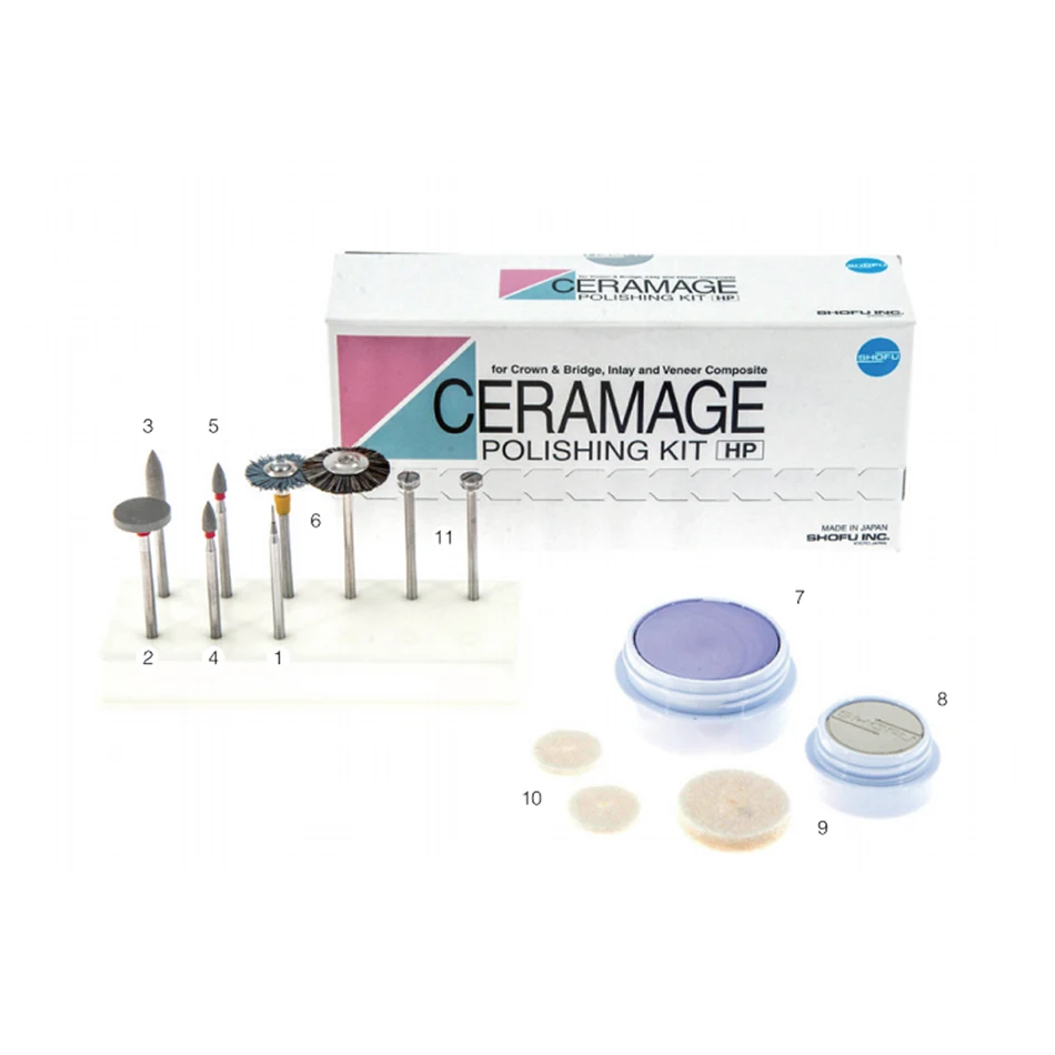 

Набор для полировки SHOFU Diamond Polishing Paste DIA Ceramage: Комплект для полировки прямого и непрямого контакта композитных и гибридных керамических материалов для зуботехнических лабораторий