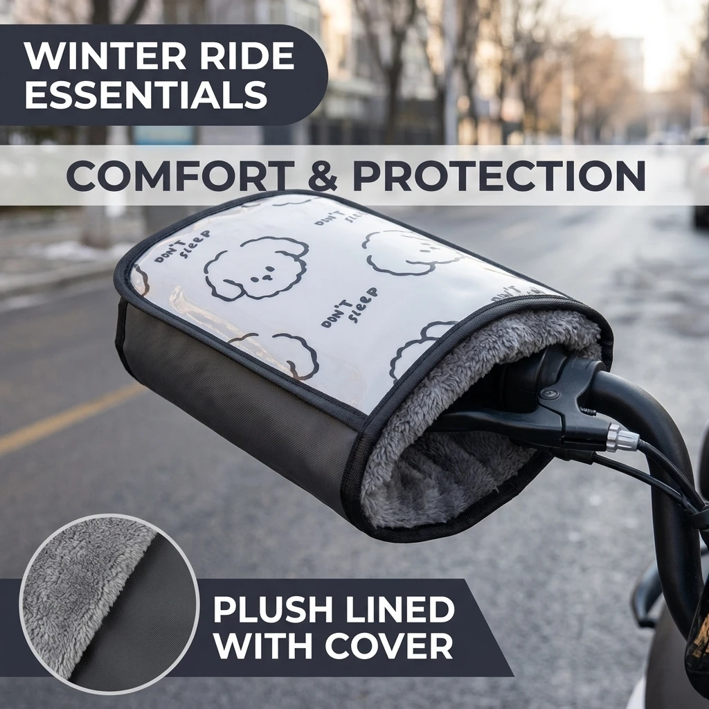 2pcs Handlebar Mittens Thermal Fleece Lined for Winter Cycling Waterproof Windproof Electric Bike Handle Warmer Handlebar Covers