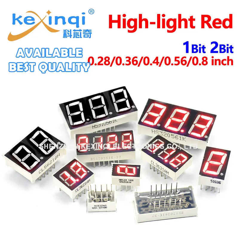 

5pcs Red LED Digits Display 0.28Inch 0.36Inch 0.4Inch 0.56Inch 0.8Inch 1Bit 2Bit Cathode Anode 7 Segment Led Display Board