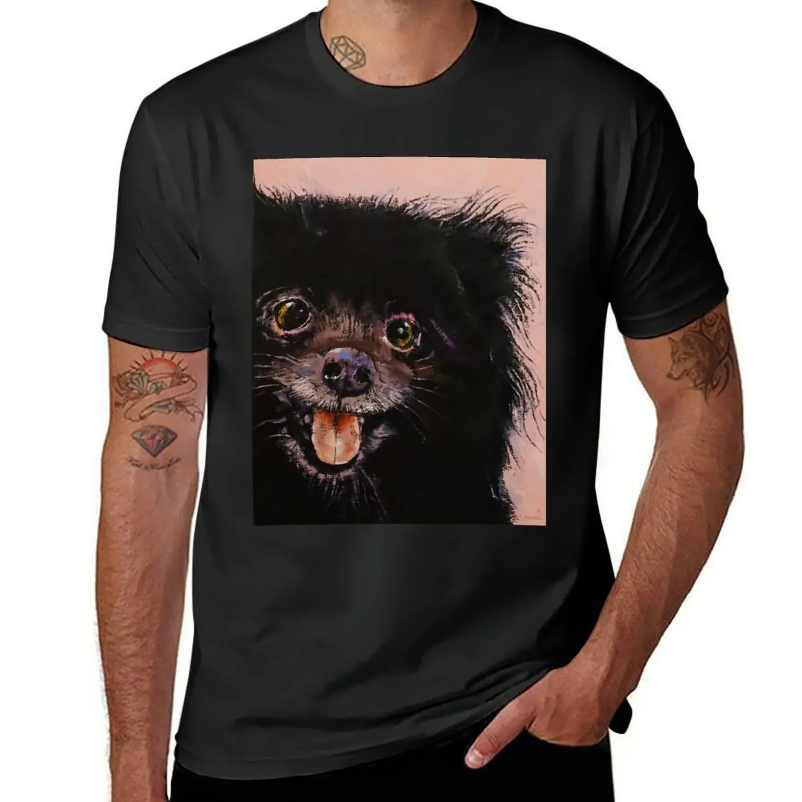 Black Pomeranian T-Shirt boys animal print shirts graphic tees summer tops mens clothes