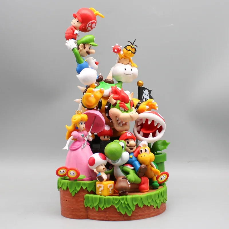 27cm Super Mario Bros Family Portraits Figure Super Mario Bros Anime Figures Plumber Statue Figurine Action Model Doll Toys Gift