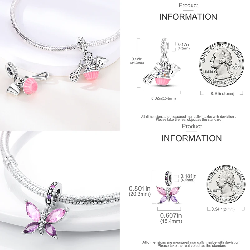925 Sterling Silber Kaffeekanne Pfotenabdruck Koffer Kunstpalette Böser Blick Elefanten-Charm-Perlen Original DIY Armband Geschenk für Frauen – Detail 13