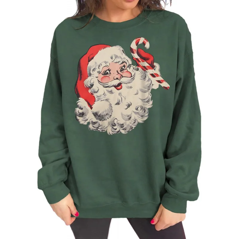 

Christmas retro round neck long sleeved casual holiday top sweatshirt
