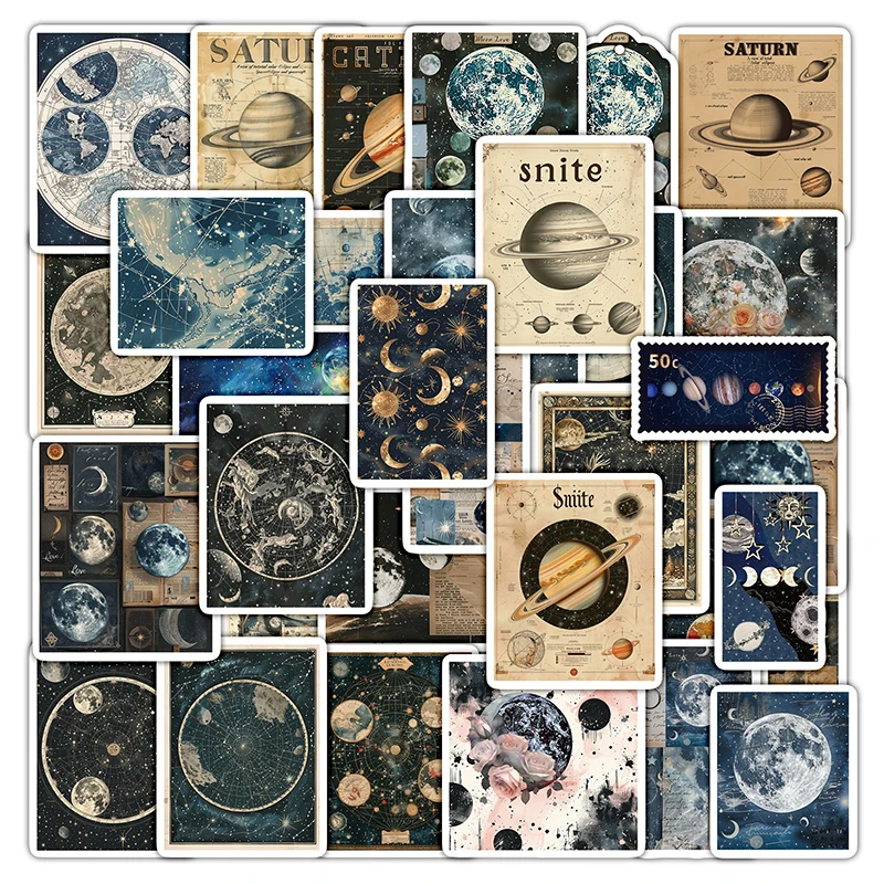Mr.Paper 160Pcs Cosmic Universe Space Planets Galaxy Stickers Aesthetic for Junk Journal Suitcases Scrapbook Decals